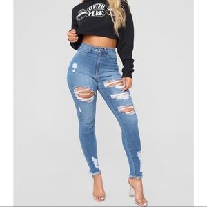 Little Miss High Rise distressed jeans